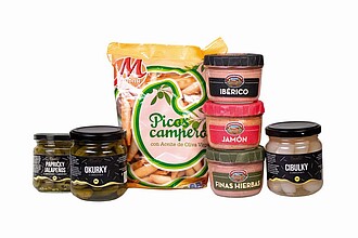 PARTA Dárková sada - kuřecí a vepřová paštika, vepřová paštika iberico, tyčinky picos, cibulky, okurčičky a jalapeňos