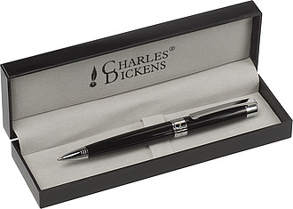 PETRONELA Lakované kuličkové pero s černou náplní, Charles Disckens - propisky s potiskem