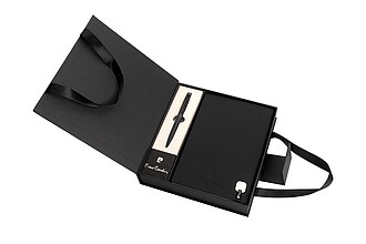 PIERRE CARDIN CHANTAL Sada linkovaného bloku a kuličkového pera v krabičce, černá