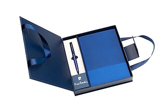 PIERRE CARDIN CHANTAL Sada linkovaného bloku a kuličkového pera v krabičce, tmavě modrá