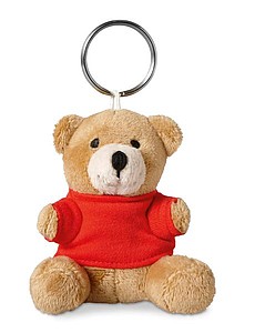 PILASO Přívěsek na klíče s plyšovým medvídkem v tričku, červená - klíčenky s potiskem