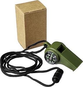 Píšťalka s kompasem a teploměrem, zelená