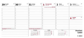 Plánovací kalendář 2026, stolní kalendář