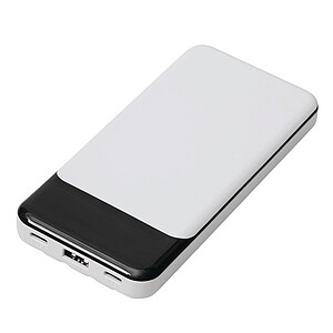Plastová powerbanka 10 000 mAh, bílá - reklamní předměty