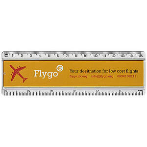Plastové pravítko 15cm s papírovou vložkou k tisku, průhledné