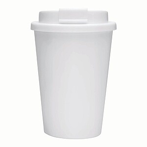 Plastový dvouvrstvý hrnek s víčkem, 300ml, bílý