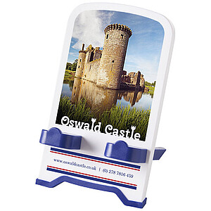 Plastový stojánek na telefon, bílo modrý