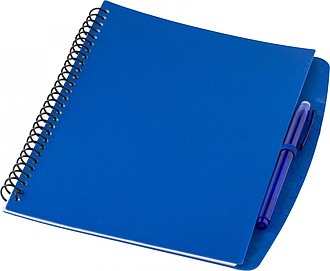 Plastový zápisník, 30linkovaných stran, KP gumou, s aplikací, modrý - reklamní bloky