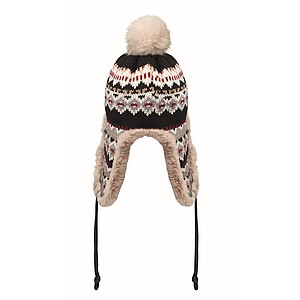 Pletená čepice s klapkami, šedá