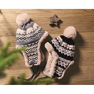 Pletená čepice s klapkami, šedá