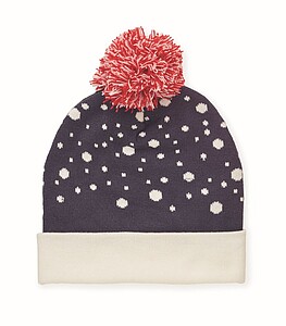 Pletená čepice s vánočním motivem, modrá