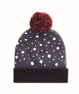 Pletená vánoční čepice se světýlky, modrá