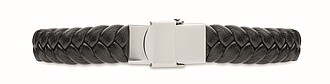 Pletený náramek z umělé kůže, černá - reklamní předměty