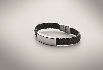 Pletený náramek z umělé kůže, černá