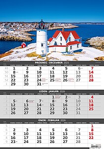 Pobřeží 2026 tříměsíční nástěnný kalendář