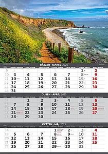 Pobřeží 2026 tříměsíční nástěnný kalendář