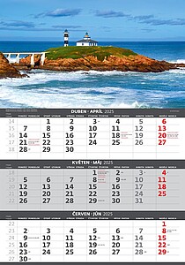 Pobřeží 2026 tříměsíční nástěnný kalendář
