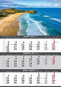 Pobřeží 2026 tříměsíční nástěnný kalendář