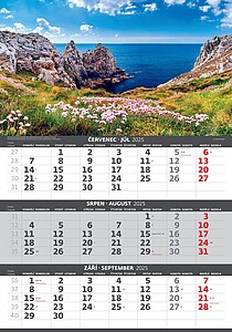 Pobřeží 2026 tříměsíční nástěnný kalendář