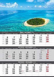 Pobřeží 2026 tříměsíční nástěnný kalendář