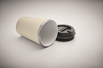 Pohárek s keramickým vnitřkem 350, béžová