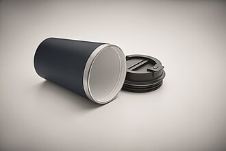 Pohárek s keramickým vnitřkem 350, tm. námořní modrá