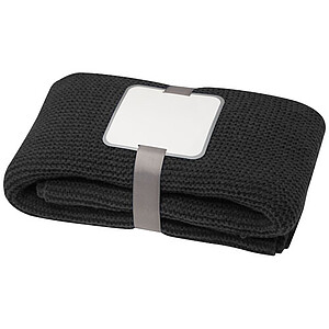 Polyesterová pletená deka 150 × 120 cm, černá - deka s vlastním potiskem