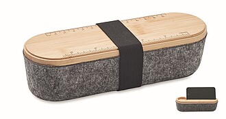 Pouzdro na pera z RPET plsti s bambusovým víčkem - reklamní předměty