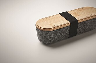 Pouzdro na pera z RPET plsti s bambusovým víčkem