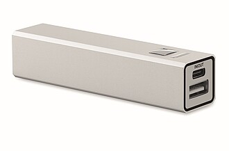 Power banka 2600 mAh, stříbrná