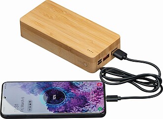 Powerbanka 20000mAh s bambusovým povrchem