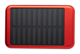 Powerbanka 4000mAh se solárním panelem, červená - reklamní předměty