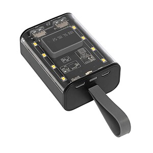 Powerbanka 6000mAh s integrovanými kabely a světlem - reklamní předměty