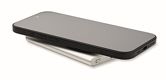 Powerbanka s bezdrátovou nabíječkou, stříbrná