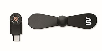 Přenosný ventilátor USB-C, černá - reklamní předměty