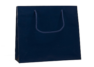 PRIMATA Papírová taška 32 x 10 x 27,5 cm, lamino lesk, modrá papírová taška s potiskem