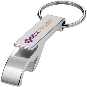 Přívěšek na klíče s otvírákem, recyklovaný hliník, stříbrný