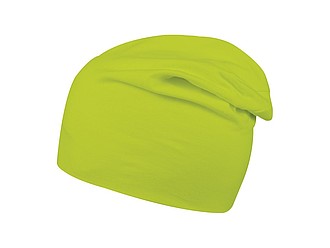 Prodloužená pletená zimní čepice s elastanem, světle zelená - reklamní čepice