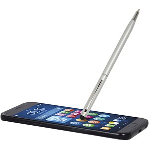 Propiska z hliníku se stylusem, stříbrný