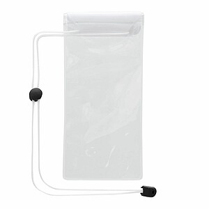 Průhledné voděodolné pouzdro na mobil, bílá klopa a šňůrka