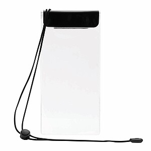 Průhledné voděodolné pouzdro na mobil, černá klopa a šňůrka