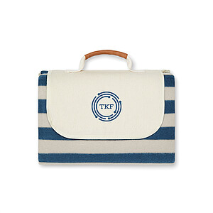 Pruhovaná pikniková deka, 130x170cm, námořní modrá