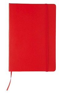 Psací blok se záložkou a gumičkou, červený - reklamní zápisník