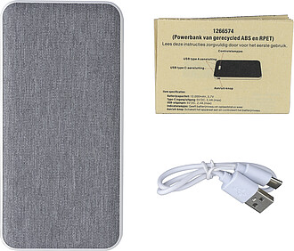 Recyklovaná ABS powerbanka, bílá