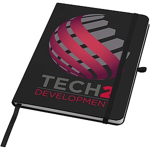 Recyklovaný zápisník A5 s pevnou obálkou a linkovanými stránkami, černá