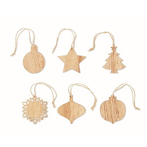 RINGLES Sada 6 dřevěných vánočních ozdob - ekologické reklamní předměty