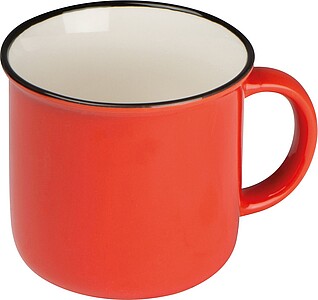 ROBAL Keramický hrnek v designu plecháčku, objem, 350ml, červená