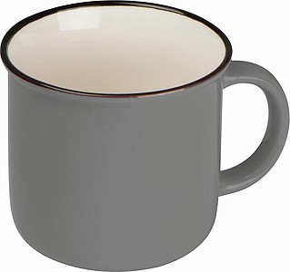 ROBALKeramický hrnek v designu plecháčku, objem, 350ml, šedý - reklamní hrnky
