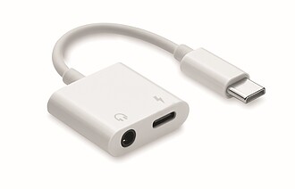 Rozbočovač zvuku type-C z ABS, bílá - reklamní předměty