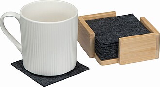 Sada 15 podtácků z RPET plsti ve stojánku